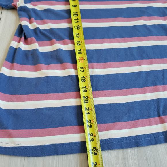 Dickies T Shirt Womens 1X Red Blue Striped Embroidered Retro Long Baby Tee - Picture 9 of 10